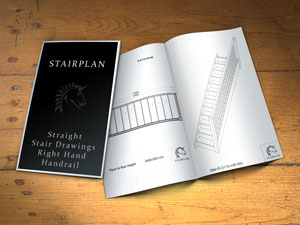 stair plan drawings straight flights with right side handrails