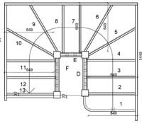 Double winder stair with a bullnose step