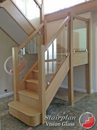 Oak staircase with Toughened glass banister panels