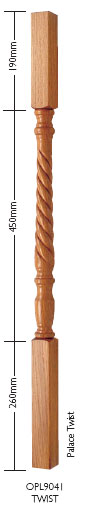 Oak Rope Twist stair spindle design