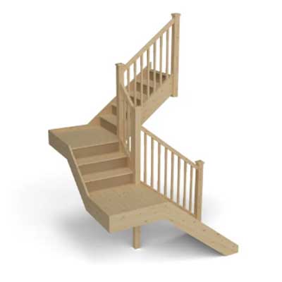 Double quarter landing staircase layout shown in the Stairplan 3D Staircase Planner