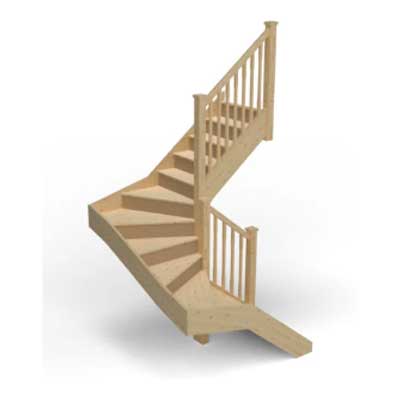 U-shaped double winder staircase layout shown in the Stairplan 3D Staircase Planner