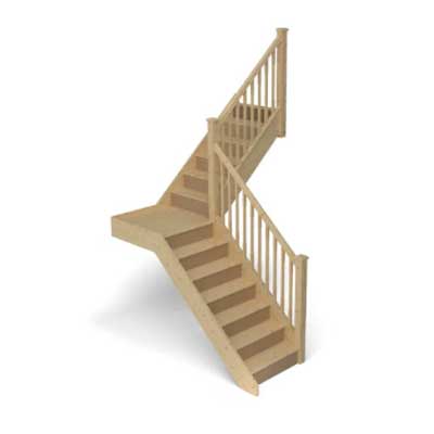 L-shaped quarter landing staircase layout shown in the Stairplan 3D Staircase Planner