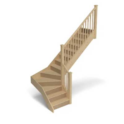 L-shaped single winder staircase layout shown in the Stairplan 3D Staircase Planner