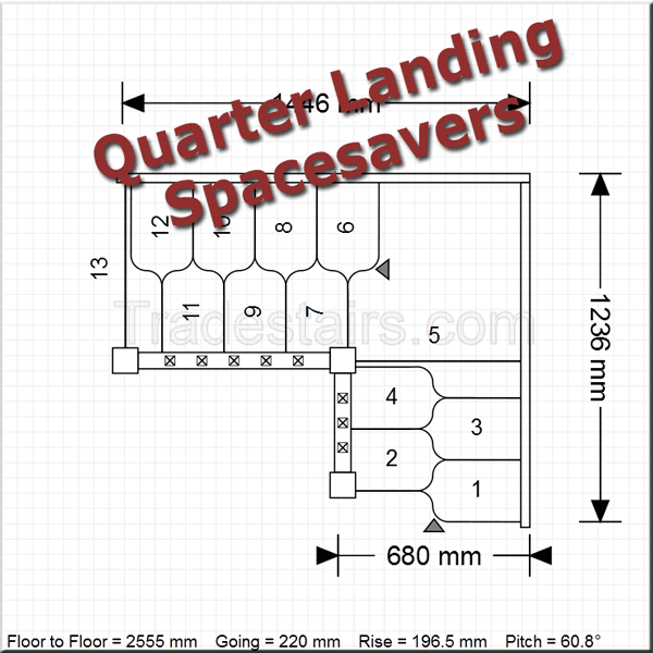 quarter turn space saving staircases
