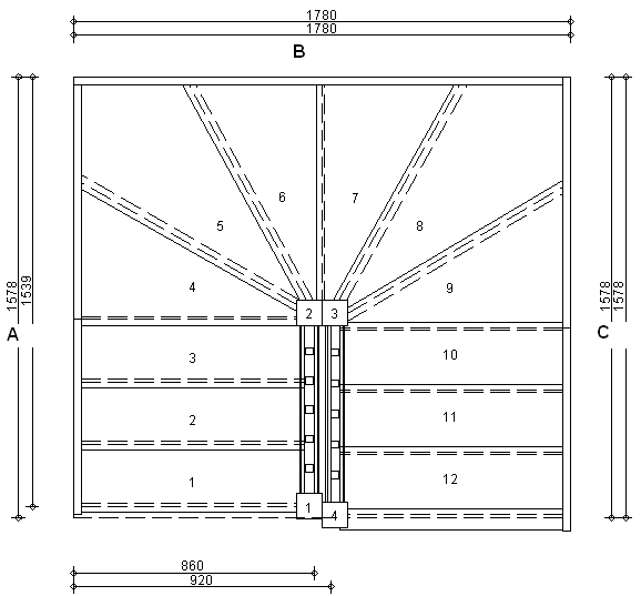 Right Hand Double winder staircase