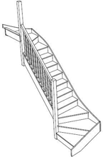 Left Hand Winder Staircase with winders top and bottom screw design fix layout
