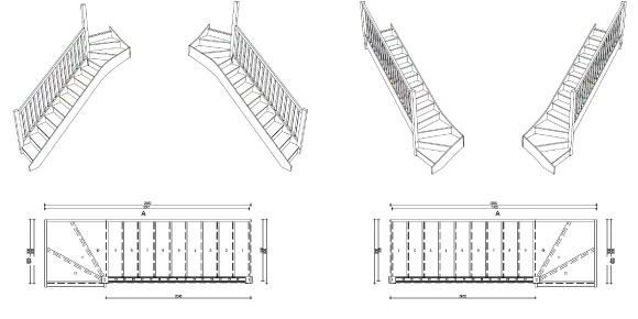 Selection of standard sized winder staircases
