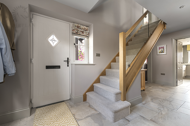 Craftsmans oak staircase with vision glass balustrade muxton telford