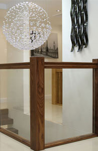 Black Walnut Handrail Vision Glass Balustrade panels