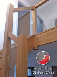 Oak stairway with glass banister systems