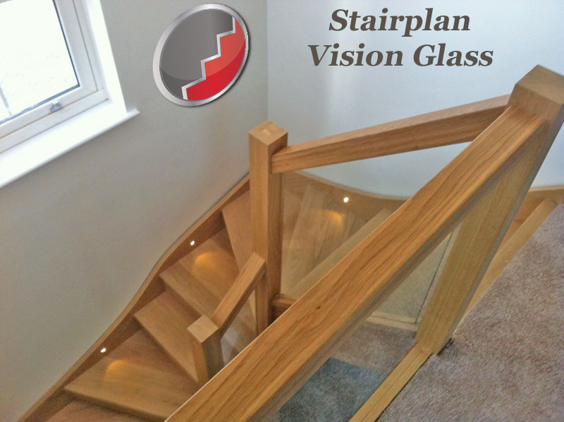 OAK staircase with glass panels