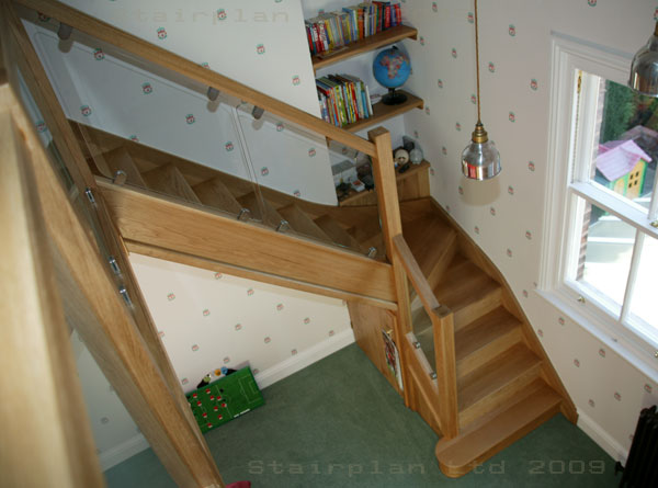 Oak staircase Glass Balustrade