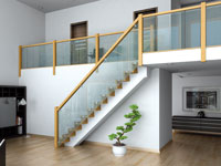 Staircases with glass balustrades