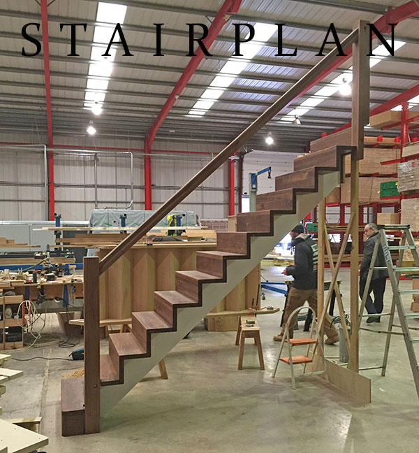 Walnut staircase straight layout in the Z-Vision staircase design