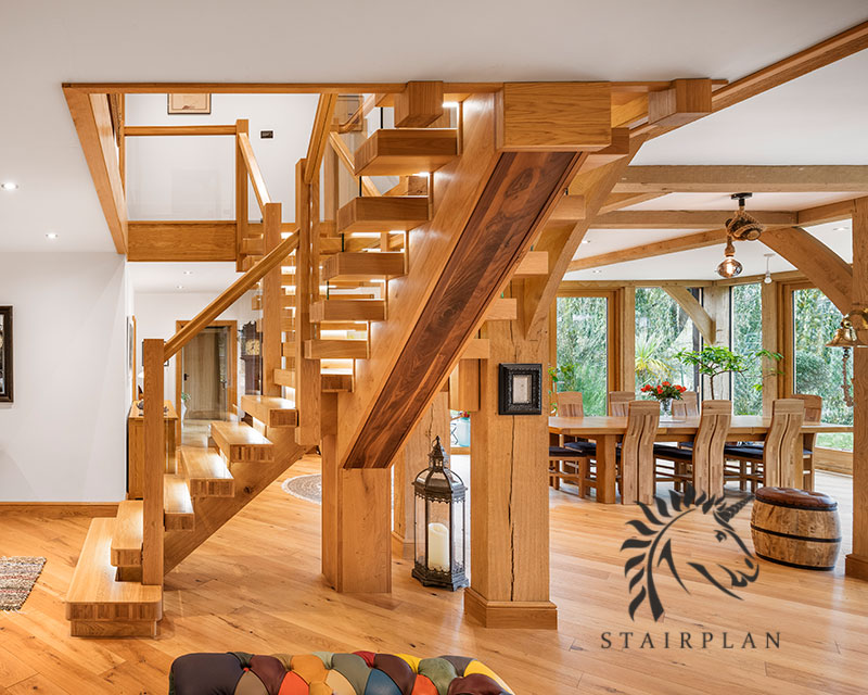 X-Vision bespoke walnut and oak and glass staircase design