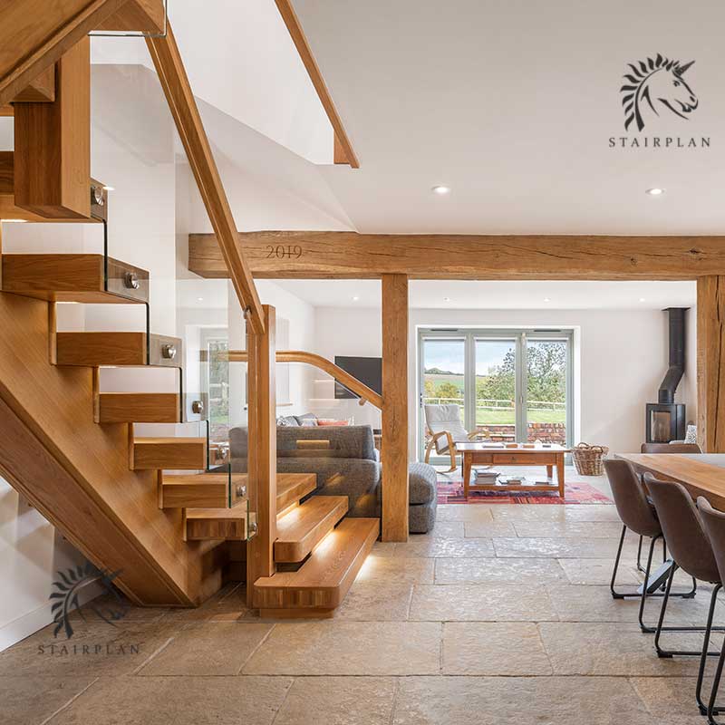 High quality Oak staircases with glass