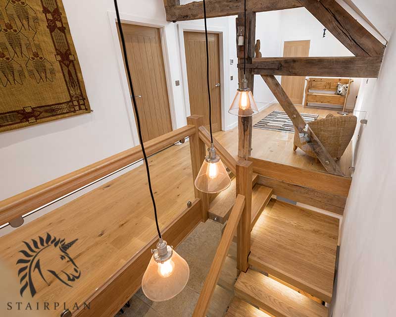 White Oak Luxury staircases with LED Light uk